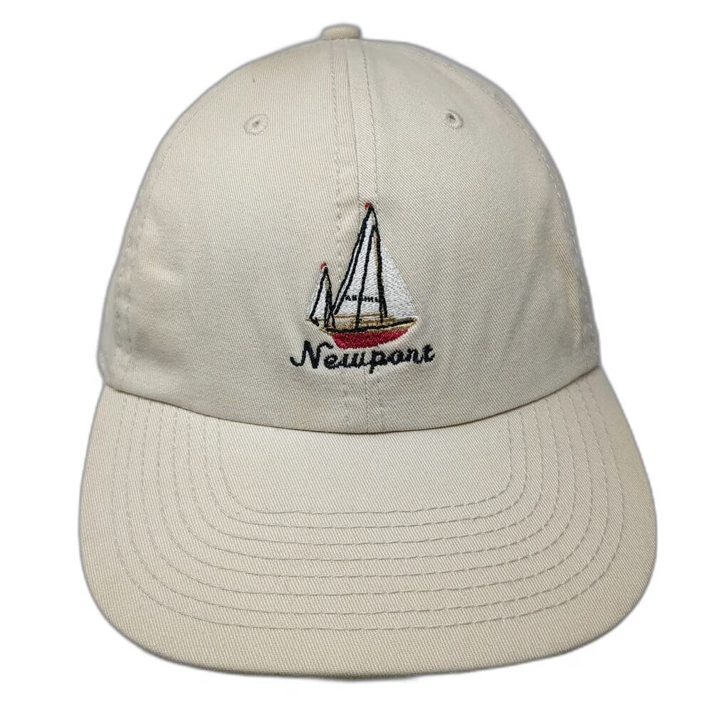 KNP Baseball Cap Beige One Size Newport Sailboat Embroidery Hat Slideback Cotton
